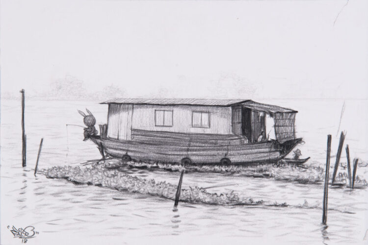 Alex Face, Grandma with her Half Boat, 2018